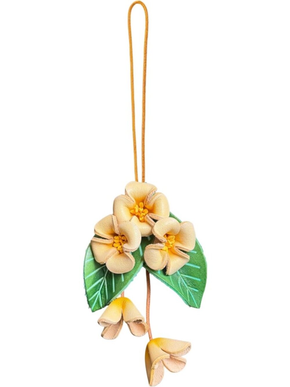 Boho Genuine Leather Flower Keychain | Cute Handbag & Purse Charms for Women